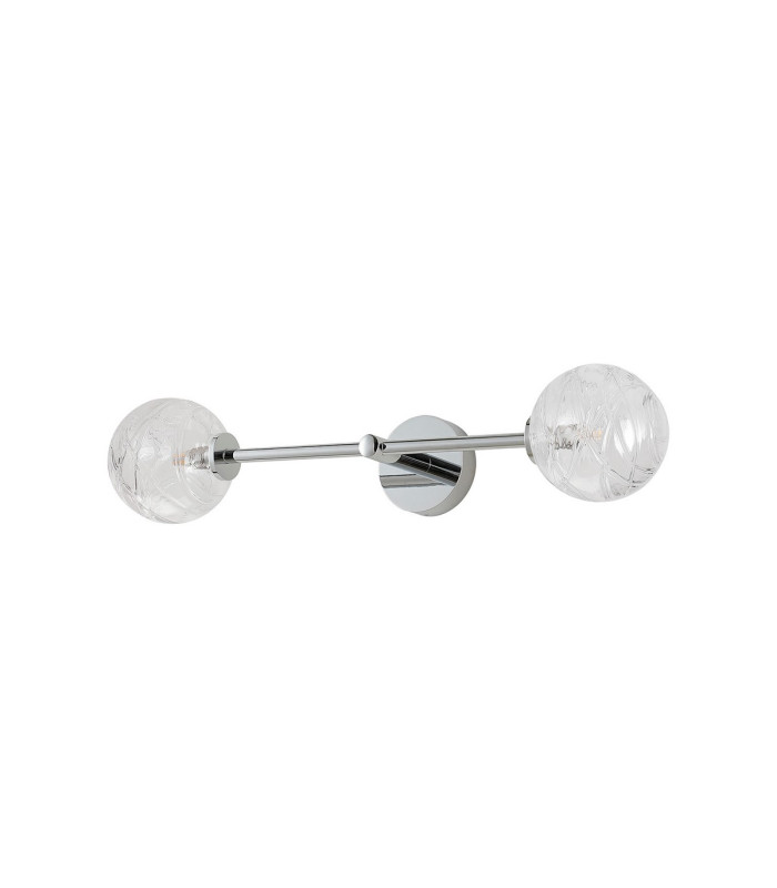Tivoli Tall Arm Wall Light 2 Light G9 IP44 Polished Chrome/Clear Dune Effect Round Glass-9