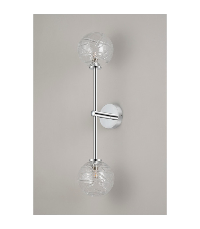 Tivoli Tall Arm Wall Light 2 Light G9 IP44 Polished Chrome/Clear Dune Effect Round Glass-10