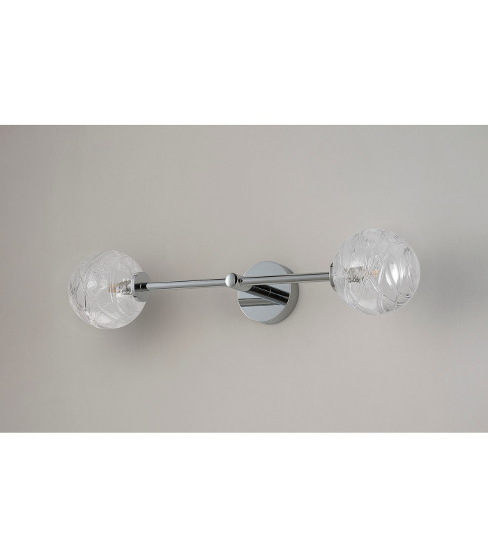 Tivoli Tall Arm Wall Light 2 Light G9 IP44 Polished Chrome/Clear Dune Effect Round Glass-12