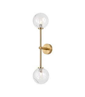 Tivoli Tall Arm Wall Light 2 Light G9 IP44 Brass Gold/Clear Waved Round Glass-1