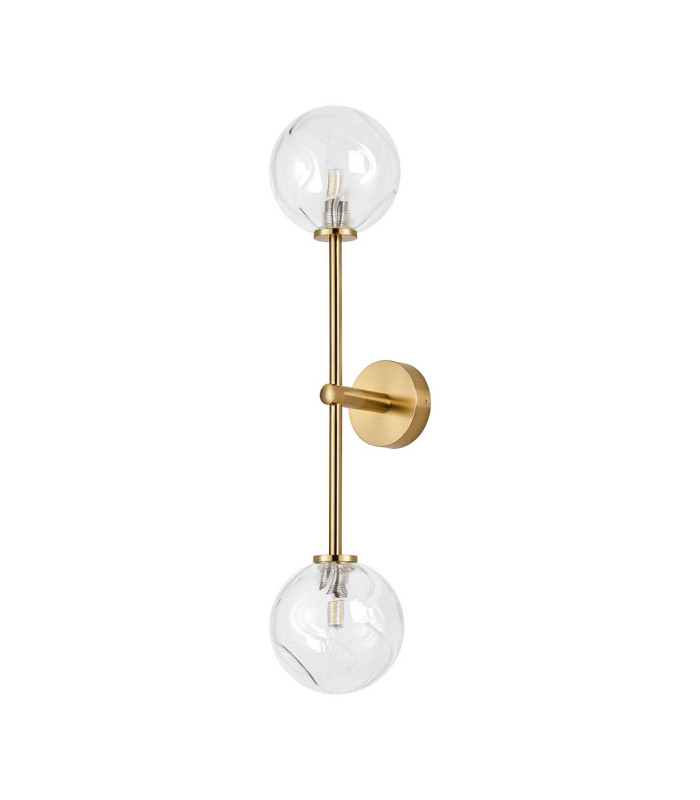 Tivoli Tall Arm Wall Light 2 Light G9 IP44 Brass Gold/Clear Waved Round Glass-4