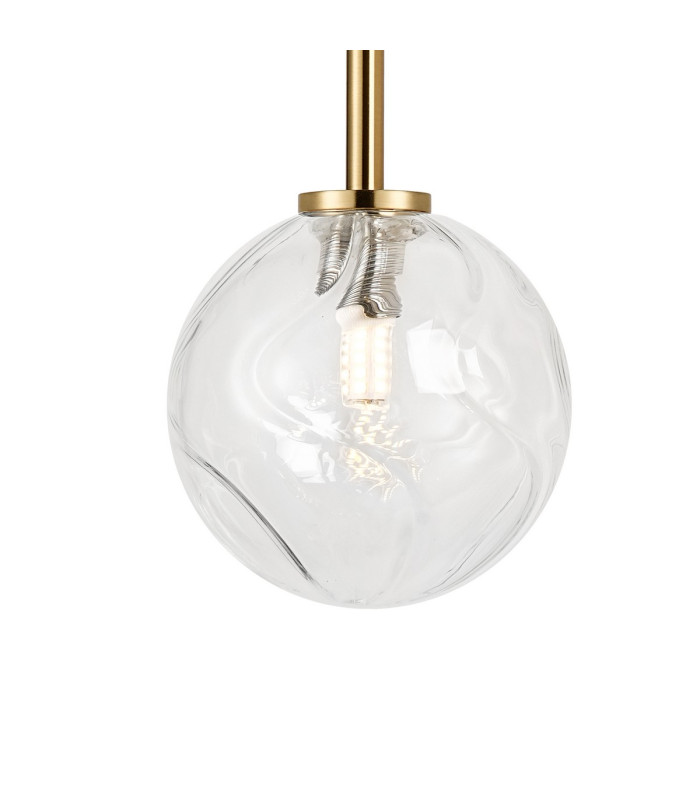 Tivoli Tall Arm Wall Light 2 Light G9 IP44 Brass Gold/Clear Waved Round Glass-6