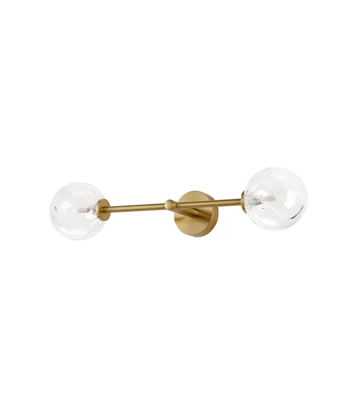 Tivoli Tall Arm Wall Light 2 Light G9 IP44 Brass Gold/Clear Waved Round Glass-9