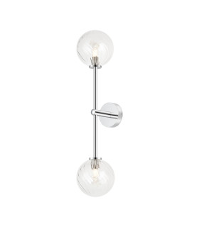 Tivoli Tall Arm Wall Light 2 Light G9 IP44 Polished Chrome/Clear Swirl Round Glass-1