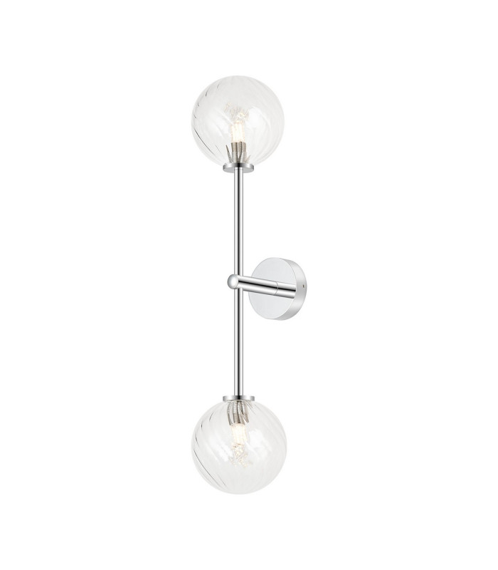 Tivoli Tall Arm Wall Light 2 Light G9 IP44 Polished Chrome/Clear Swirl Round Glass-1