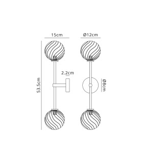 Tivoli Tall Arm Wall Light 2 Light G9 IP44 Polished Chrome/Clear Swirl Round Glass-2