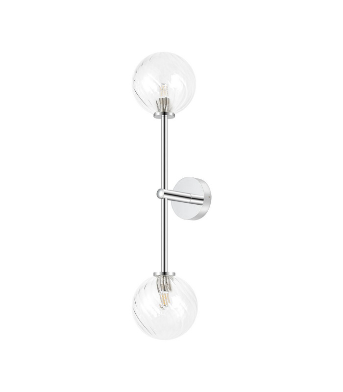 Tivoli Tall Arm Wall Light 2 Light G9 IP44 Polished Chrome/Clear Swirl Round Glass-4
