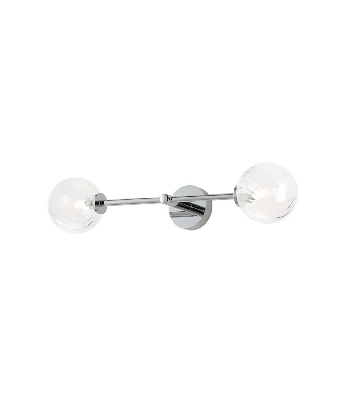 Tivoli Tall Arm Wall Light 2 Light G9 IP44 Polished Chrome/Clear Swirl Round Glass-5