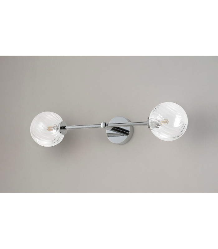 Tivoli Tall Arm Wall Light 2 Light G9 IP44 Polished Chrome/Clear Swirl Round Glass-12