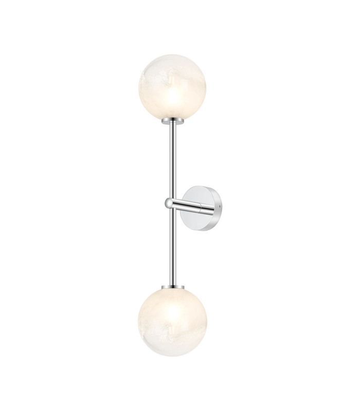 Tivoli Tall Arm Wall Light 2 Light G9 IP44 Polished Chrome/White Two-Tone Snow Specks Round Glass-1