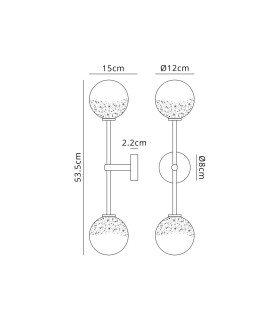 Tivoli Tall Arm Wall Light 2 Light G9 IP44 Polished Chrome/White Two-Tone Snow Specks Round Glass-2