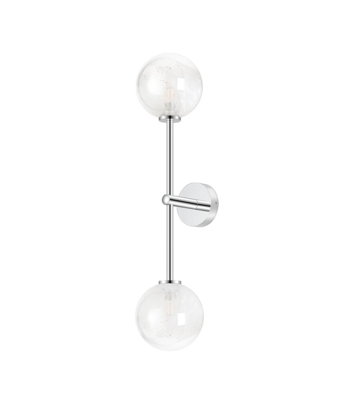 Tivoli Tall Arm Wall Light 2 Light G9 IP44 Polished Chrome/White Two-Tone Snow Specks Round Glass-4