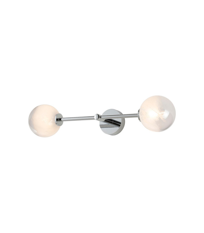 Tivoli Tall Arm Wall Light 2 Light G9 IP44 Polished Chrome/White Two-Tone Snow Specks Round Glass-5