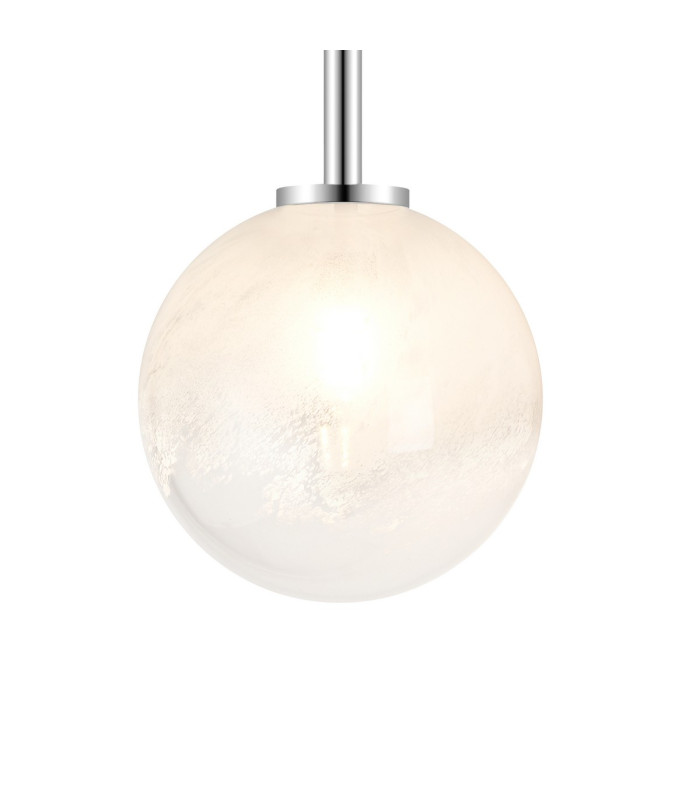 Tivoli Tall Arm Wall Light 2 Light G9 IP44 Polished Chrome/White Two-Tone Snow Specks Round Glass-6