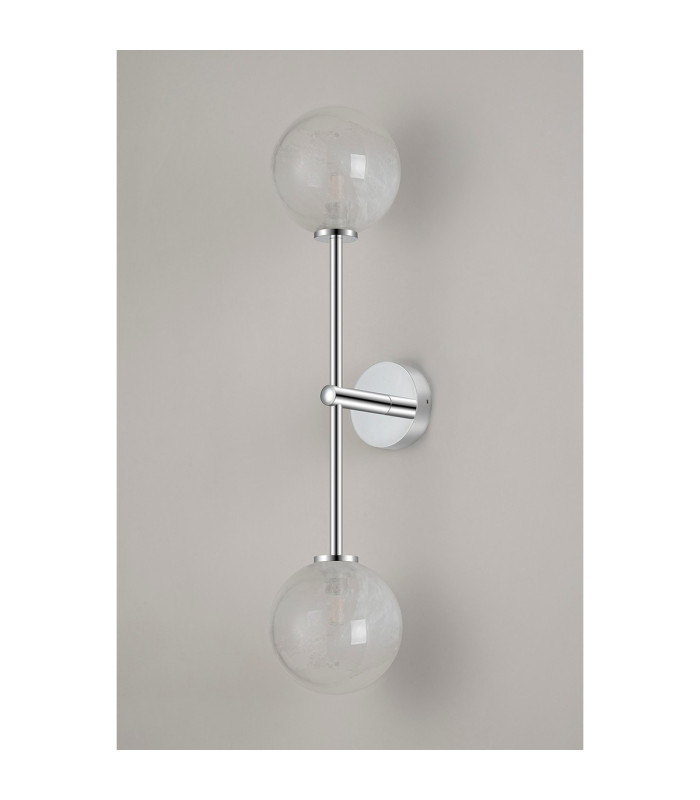 Tivoli Tall Arm Wall Light 2 Light G9 IP44 Polished Chrome/White Two-Tone Snow Specks Round Glass-10