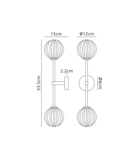 Tivoli Tall Arm Wall Light 2 Light G9 IP44 Satin Black/Opal Round Segment Glass-2