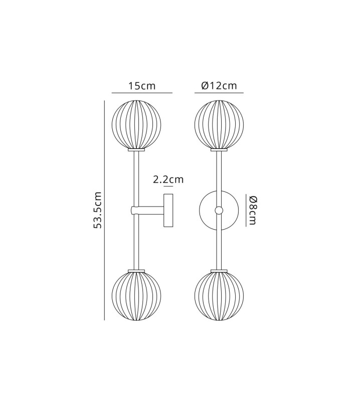 Tivoli Tall Arm Wall Light 2 Light G9 IP44 Satin Black/Opal Round Segment Glass-2