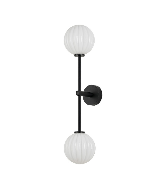 Tivoli Tall Arm Wall Light 2 Light G9 IP44 Satin Black/Opal Round Segment Glass-5