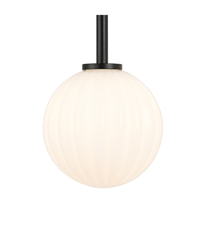 Tivoli Tall Arm Wall Light 2 Light G9 IP44 Satin Black/Opal Round Segment Glass-7