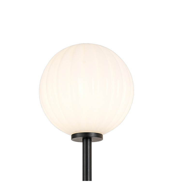 Tivoli Tall Arm Wall Light 2 Light G9 IP44 Satin Black/Opal Round Segment Glass-8