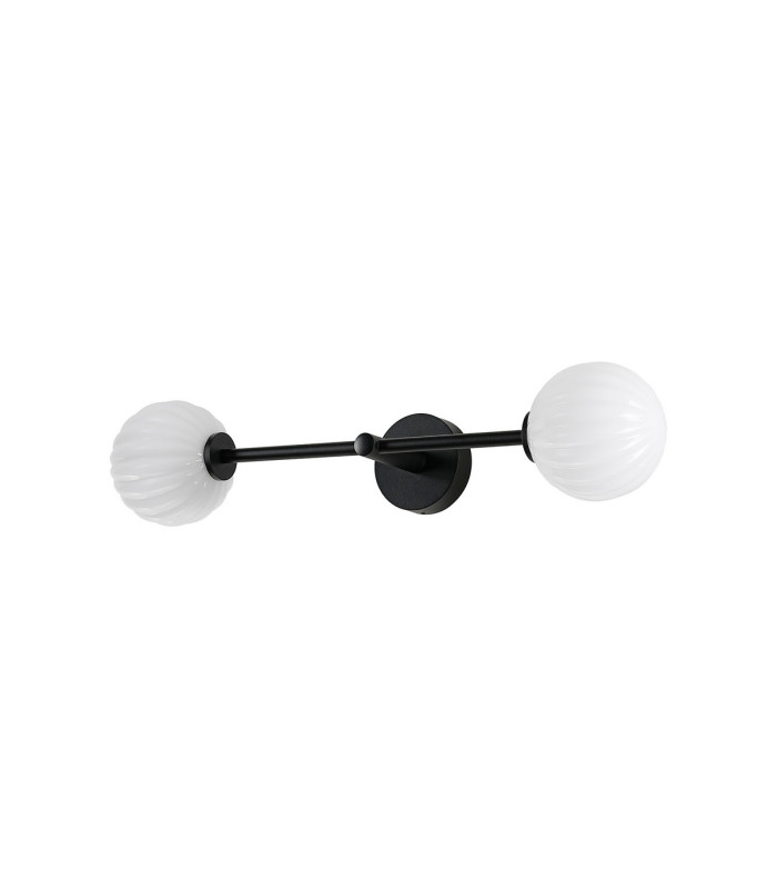 Tivoli Tall Arm Wall Light 2 Light G9 IP44 Satin Black/Opal Round Segment Glass-10