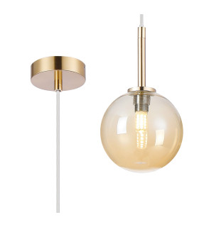 Tivoli 12cm Adjustable Pendant 1 Light G9 IP44 Brass Gold/Amber Smooth Round Glass-1