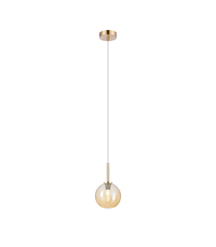 Tivoli 12cm Adjustable Pendant 1 Light G9 IP44 Brass Gold/Amber Smooth Round Glass-4