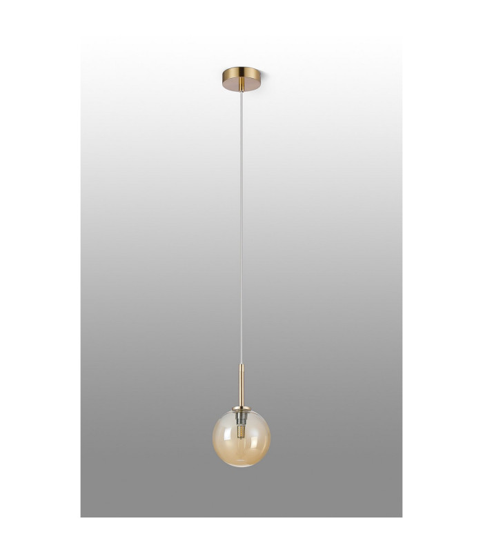 Tivoli 12cm Adjustable Pendant 1 Light G9 IP44 Brass Gold/Amber Smooth Round Glass-6