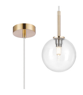 Tivoli 12cm Adjustable Pendant 1 Light G9 IP44 Brass Gold/Clear Smooth Round Glass-1