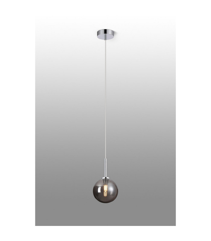 Tivoli 12cm Adjustable Pendant 1 Light G9 IP44 Polished Chrome/Smoke Smooth Round Glass-3