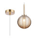 Tivoli 12cm Adjustable Pendant 1 Light G9 IP44 Brass Gold/Amber Ribbed Round Glass-1