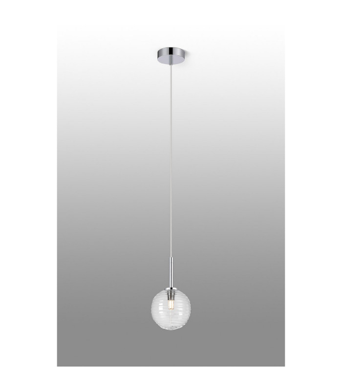 Tivoli 12cm Adjustable Pendant 1 Light G9 IP44 Polished Chrome/Clear Ribbed Round Glass-3