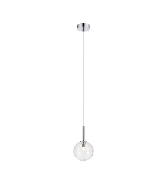 Tivoli 12cm Adjustable Pendant 1 Light G9 IP44 Polished Chrome/Clear Ribbed Round Glass-4