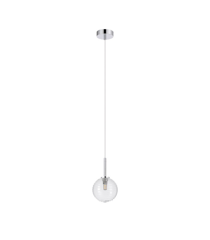 Tivoli 12cm Adjustable Pendant 1 Light G9 IP44 Polished Chrome/Clear Ribbed Round Glass-5
