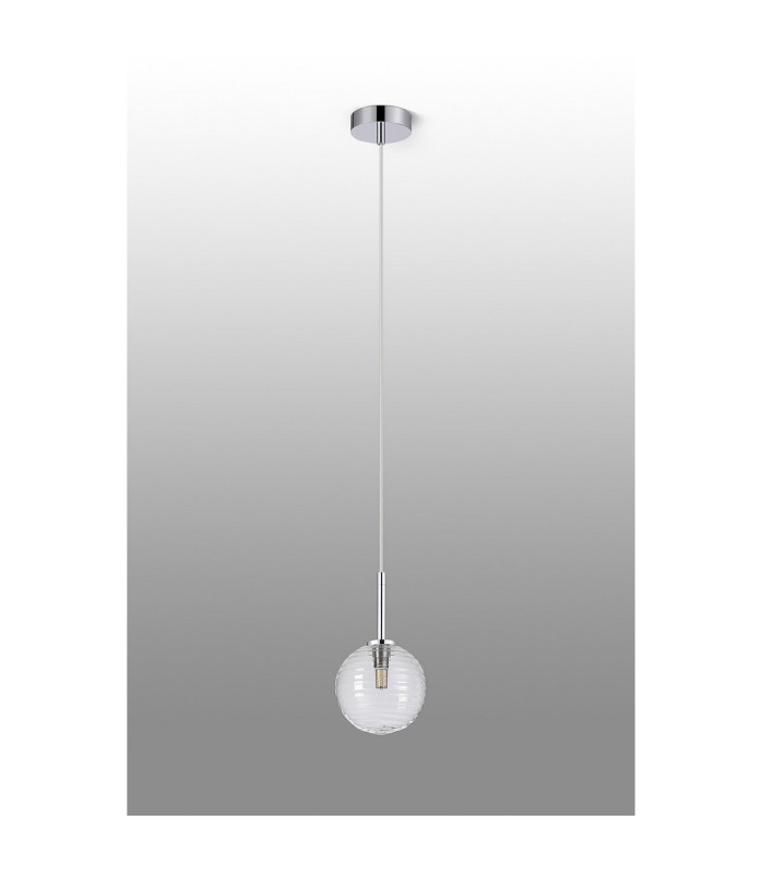 Tivoli 12cm Adjustable Pendant 1 Light G9 IP44 Polished Chrome/Clear Ribbed Round Glass-6