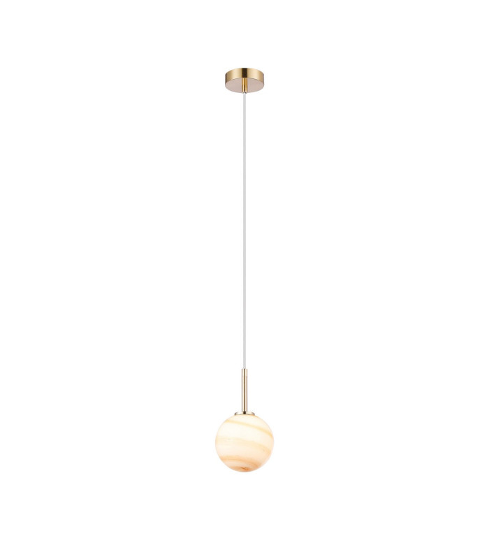 Tivoli 12cm Adjustable Pendant 1 Light G9 IP44 Brass Gold/Brown Round Marble Effect Glass-4