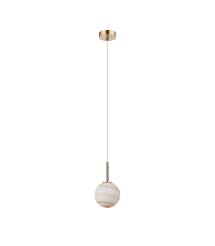 Tivoli 12cm Adjustable Pendant 1 Light G9 IP44 Brass Gold/Brown Round Marble Effect Glass-5