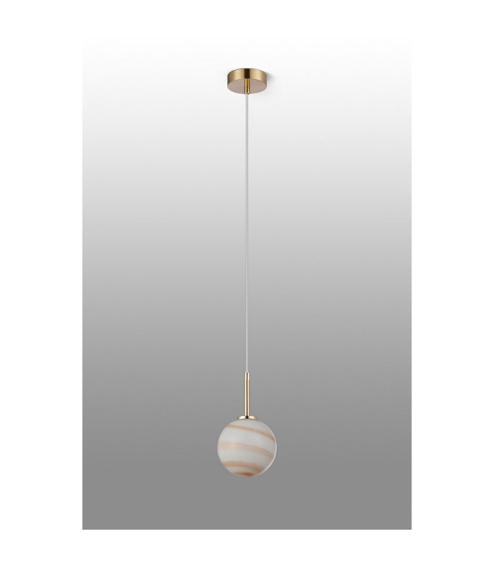 Tivoli 12cm Adjustable Pendant 1 Light G9 IP44 Brass Gold/Brown Round Marble Effect Glass-6