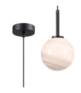 Tivoli 12cm Adjustable Pendant 1 Light G9 IP44 Satin Black/Grey Round Marble Effect Glass-1