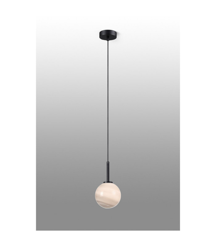 Tivoli 12cm Adjustable Pendant 1 Light G9 IP44 Satin Black/Grey Round Marble Effect Glass-3