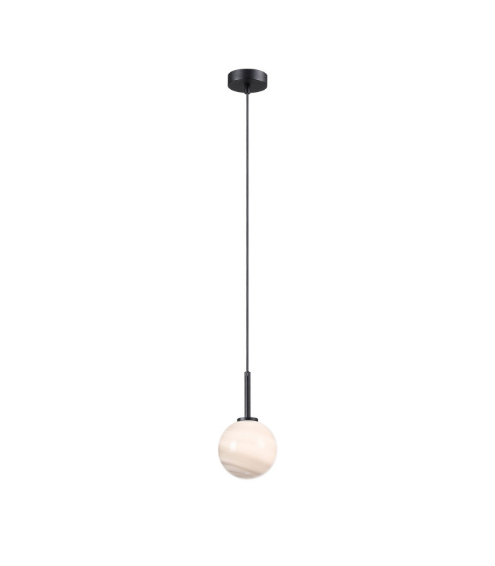 Tivoli 12cm Adjustable Pendant 1 Light G9 IP44 Satin Black/Grey Round Marble Effect Glass-4