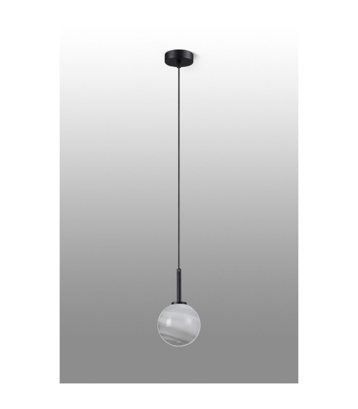 Tivoli 12cm Adjustable Pendant 1 Light G9 IP44 Satin Black/Grey Round Marble Effect Glass-6