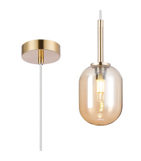 Tivoli 9cm Adjustable Pendant 1 Light G9 IP44 Brass Gold/Amber Smooth Tubular Glass-1