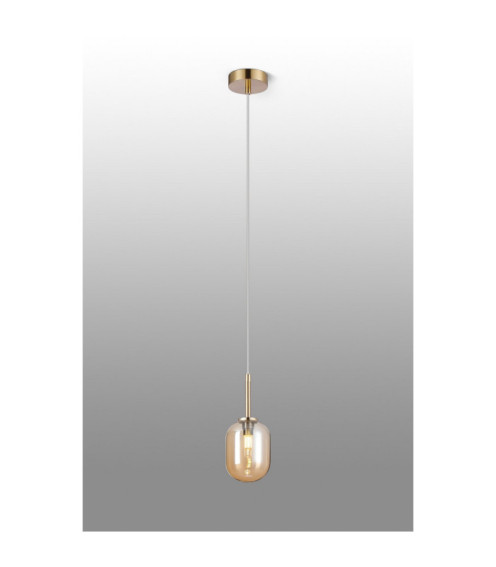 Tivoli 9cm Adjustable Pendant 1 Light G9 IP44 Brass Gold/Amber Smooth Tubular Glass-3