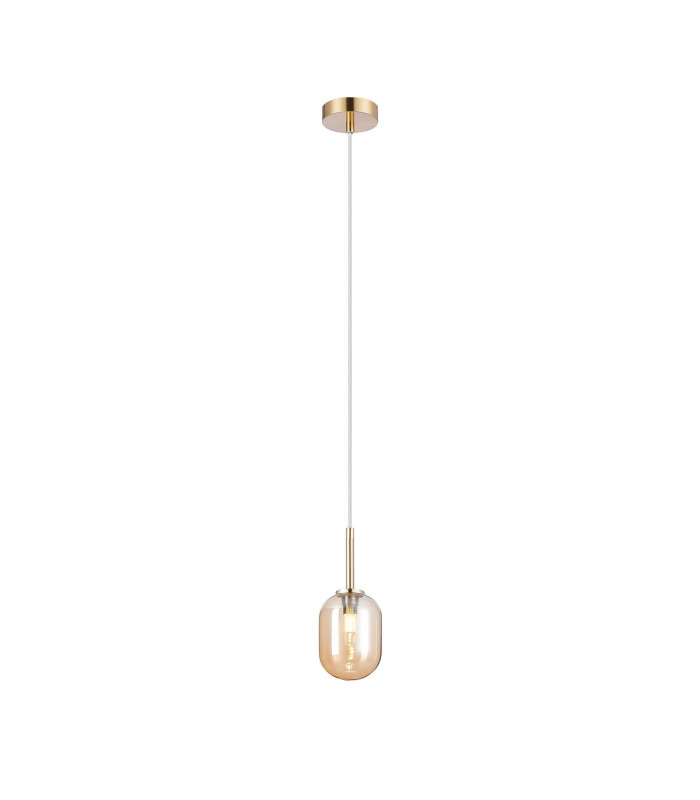 Tivoli 9cm Adjustable Pendant 1 Light G9 IP44 Brass Gold/Amber Smooth Tubular Glass-4