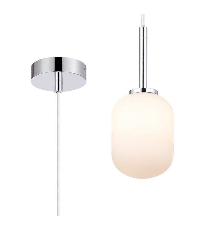 Tivoli 9cm Adjustable Pendant 1 Light G9 IP44 Polished Chrome/Opal Smooth Tubular Glass-1