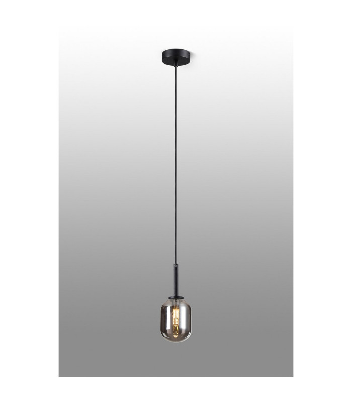 Tivoli 9cm Adjustable Pendant 1 Light G9 IP44 Satin Black/Smoke Smooth Tubular Glass-3