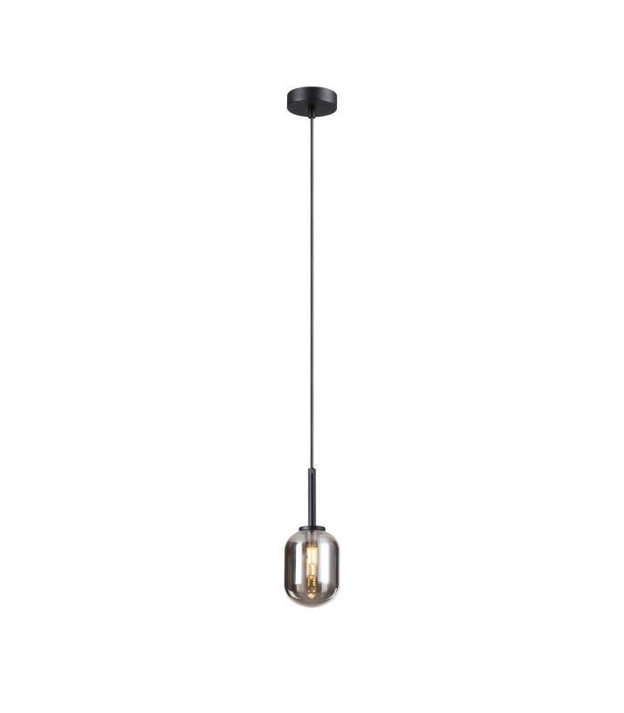 Tivoli 9cm Adjustable Pendant 1 Light G9 IP44 Satin Black/Smoke Smooth Tubular Glass-4