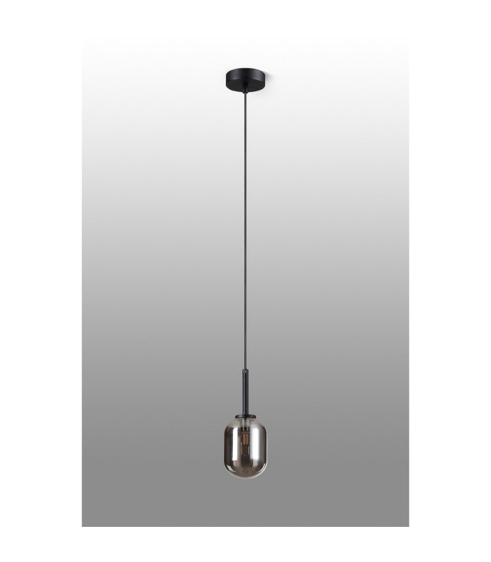 Tivoli 9cm Adjustable Pendant 1 Light G9 IP44 Satin Black/Smoke Smooth Tubular Glass-6