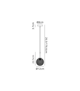Tivoli 12cm Adjustable Pendant 1 Light G9 IP44 Satin Black/Clear Cross Pattern Round Glass-2